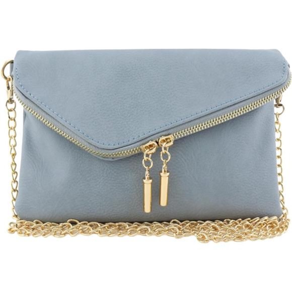 Handbags - 👛 Envelope Wristlet Clutch Crossbody Bag with Chain Strap (Blue Grey) One Size